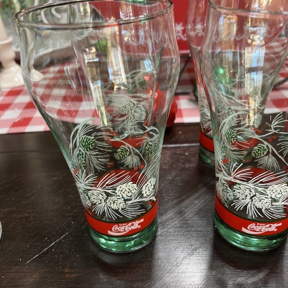 Coca-Cola Christmas Georgia Vinatage Green Glass Pine Cones Set Of 6 - Picture 4 of 7